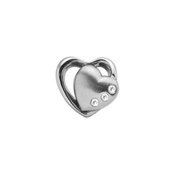Christina Hearts 2-tone charm – sølv, 6 mm til Classic læderarmbånd